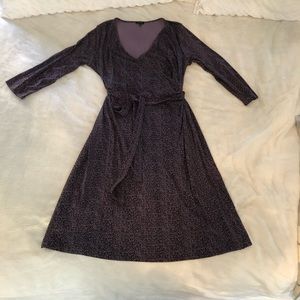 Talbots purple & black chevron faux wrap dress xl
